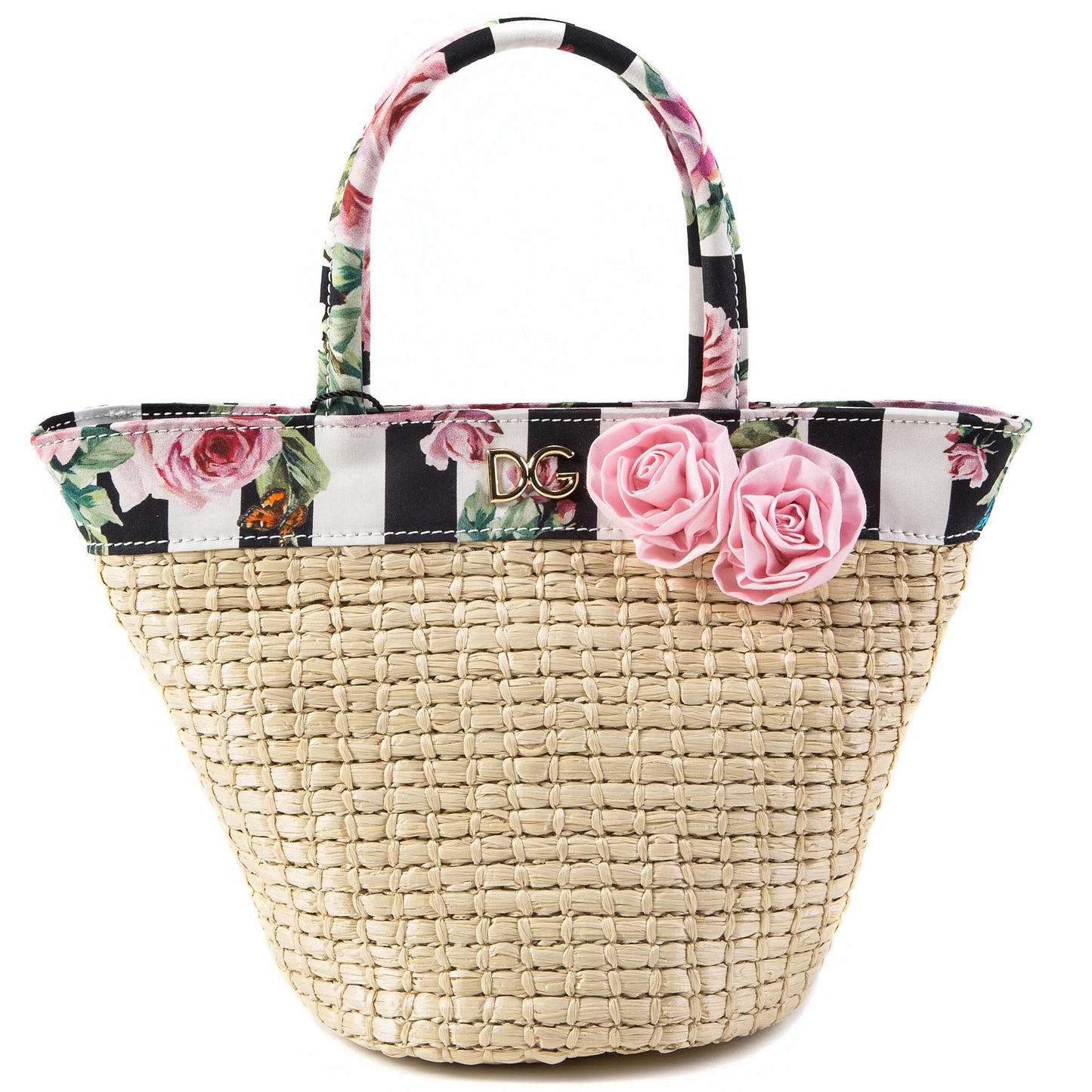 Girls Beige Rose Weave Handbag