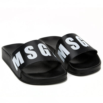 Boys & Girls Black Logo Slippers