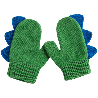 女童绿色羊毛手套
