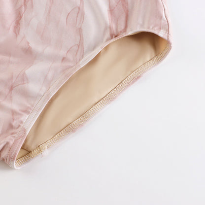 女士浅粉色船领芭蕾舞连体衣