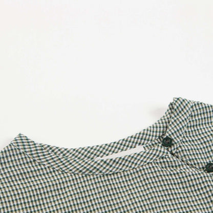 Girls Green  Micro Check Cotton Bluose