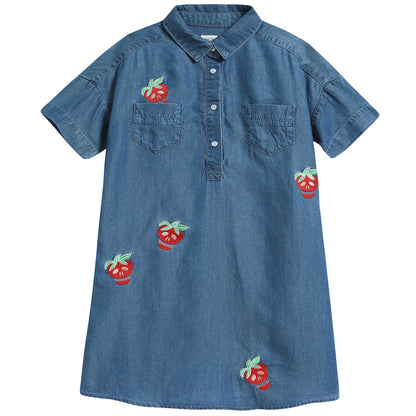 Girls Lndigo "Strawberry Printed" Lyocell Dress