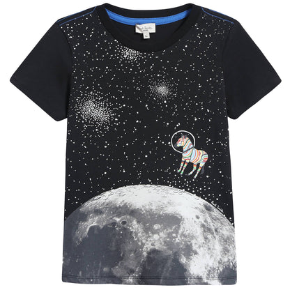 Girls Black “Stars” Cotton T-shirt
