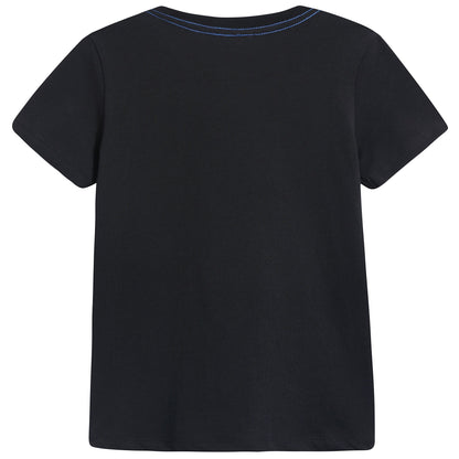 Girls Black “Stars” Cotton T-shirt