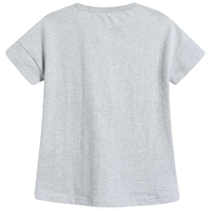 Girls Marl Grey Tiger Printed Cotton Dress