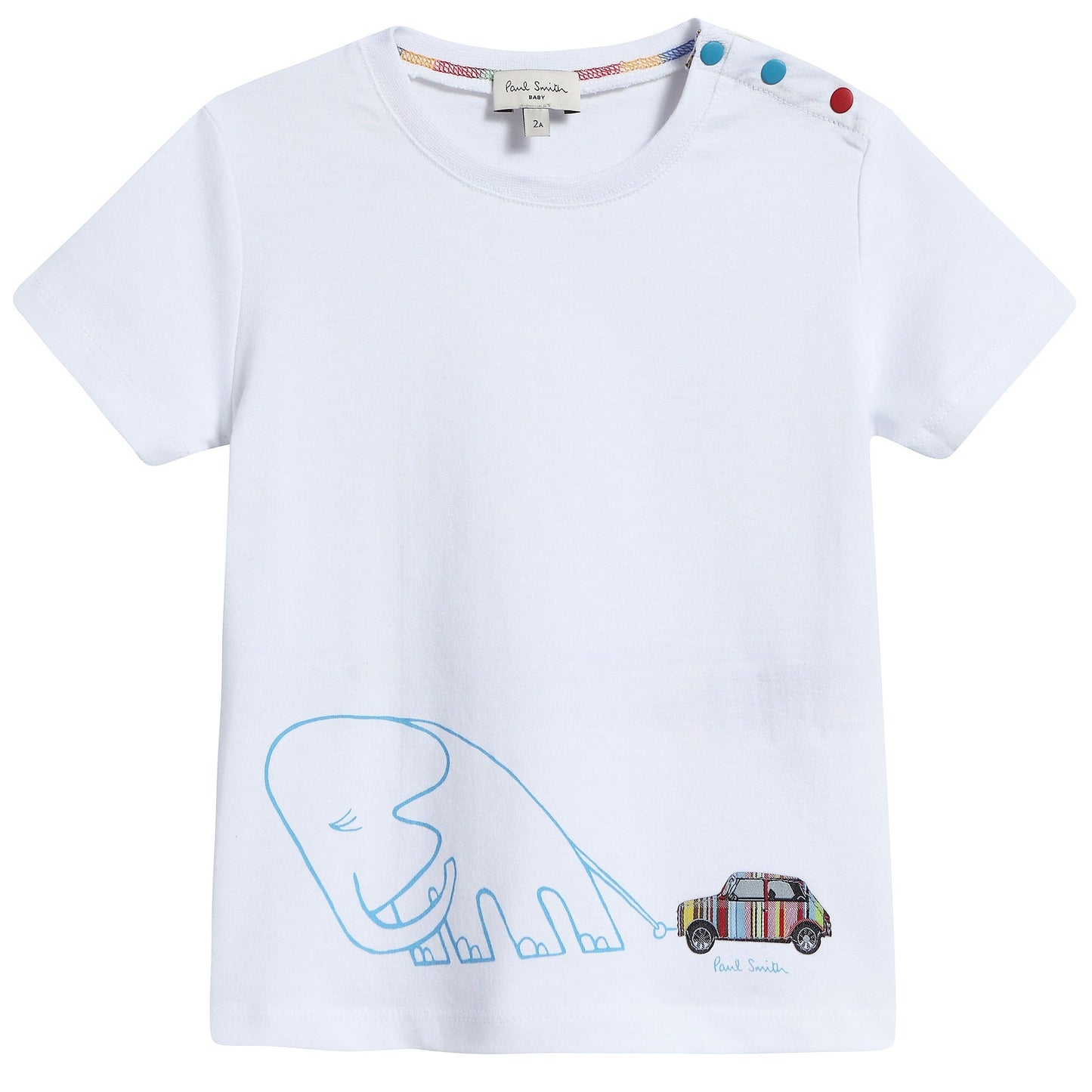 Baby Boys White  "Dinosaur & Car" Cotton T-shirt