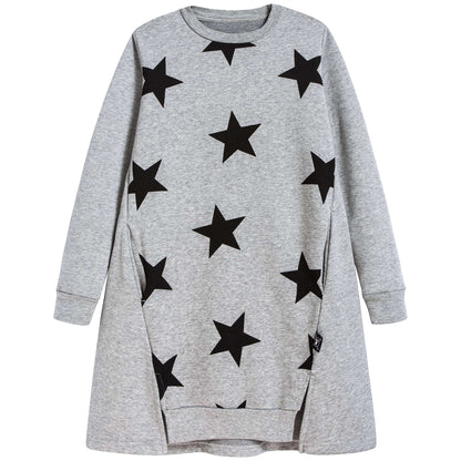 Girls Heather Grey Cotton Dress