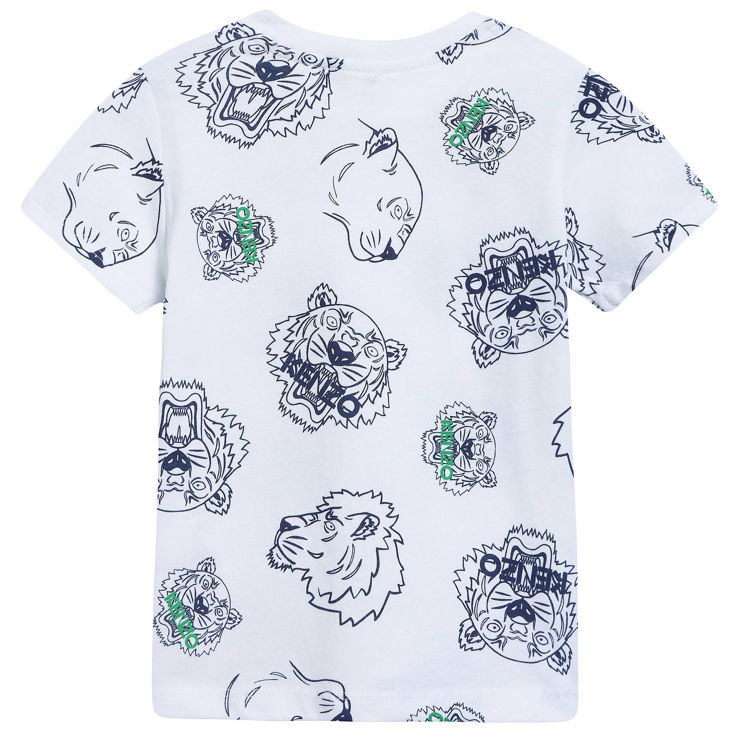 Boys White Tiger Printed Cotton T-shirt