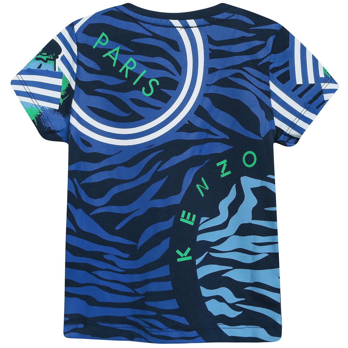 Baby Boys Navy Blue Tiger Printed Cotton T-shirt