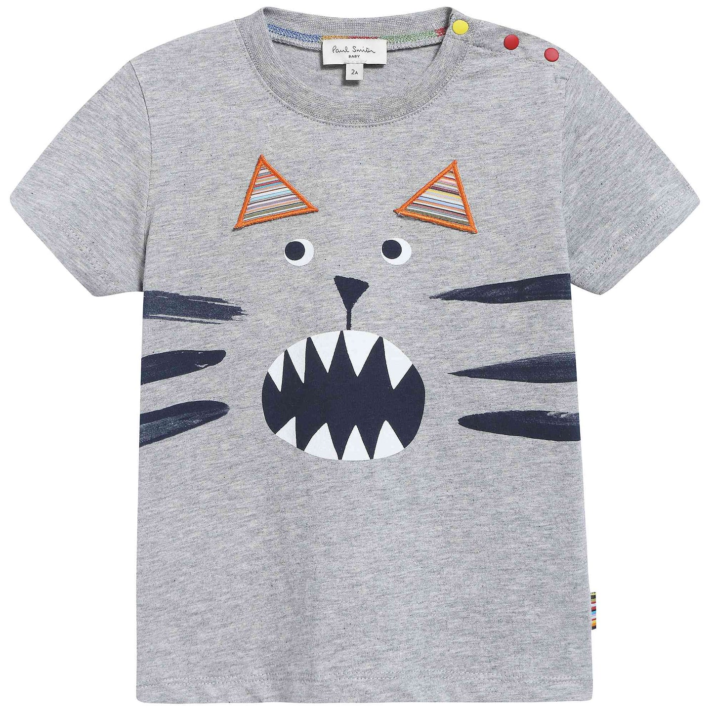 Baby Boys Grey “Kitten face” Cotton T-shirt
