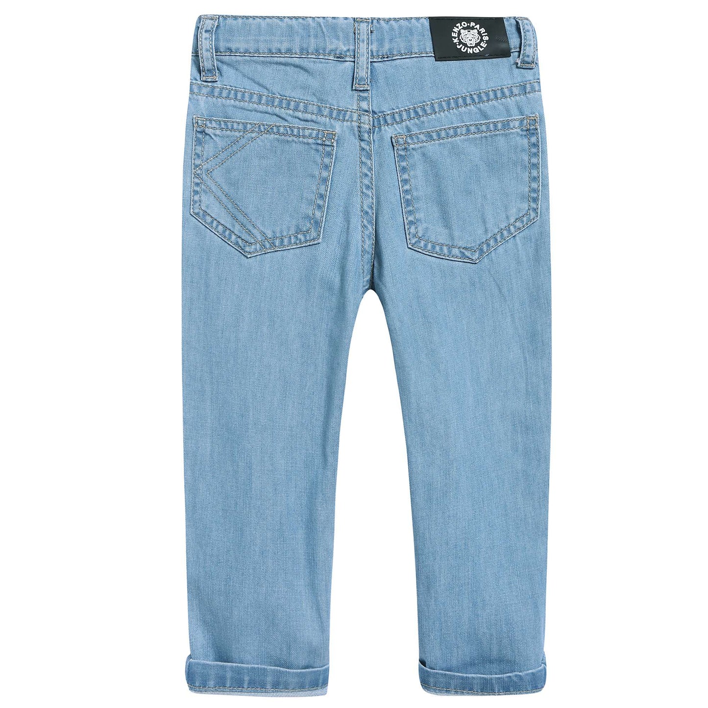 Girls Light Blue Cotton Denim Pantalon