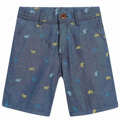 Boys Lndigo Printed Cotton Shorts