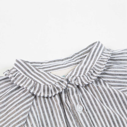 Girls Grey Stripes Cotton Shirt