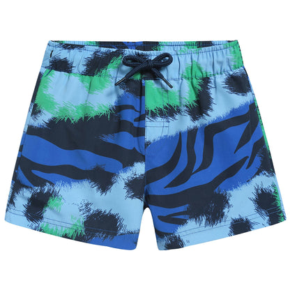 Boys Navy Blue Polyester Swimming Trunks