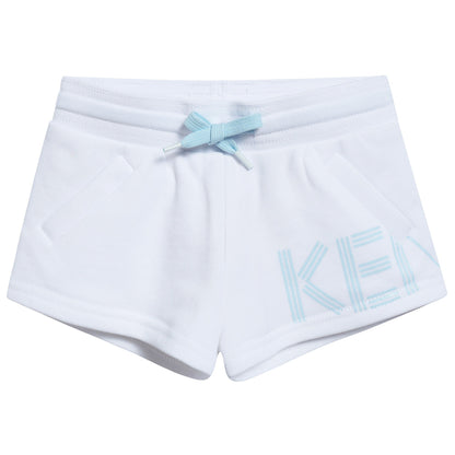 Girls White Cotton Shorts