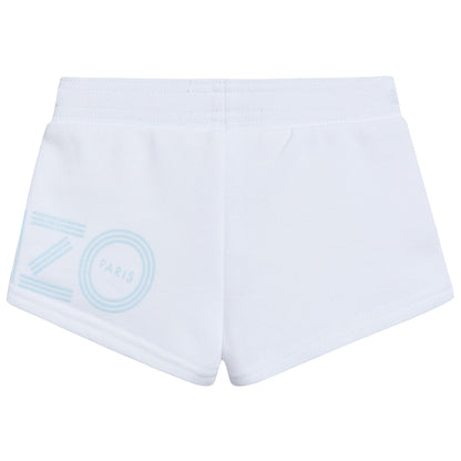 Girls White Cotton Shorts