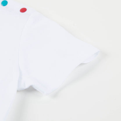 Baby Boys White  "Dinosaur & Car" Cotton T-shirt