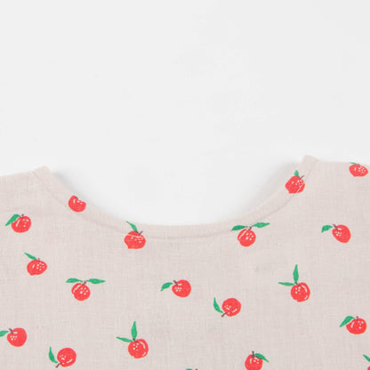 Girls Beige & Peaches Linen Dress