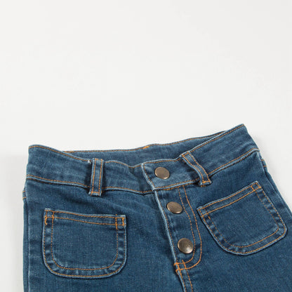 Girls Blue Denim Cotton Trousers