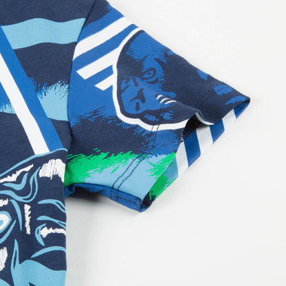 Boys Navy Blue Tiger Printed Cotton T-shirt