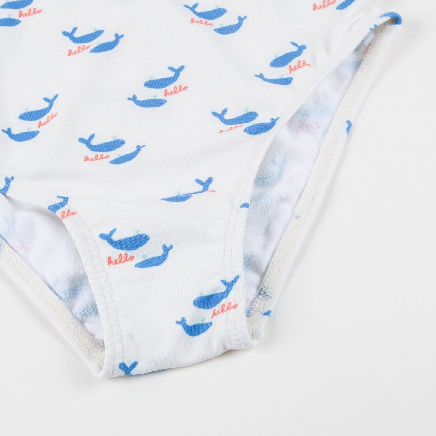 Girls White & Whales Halter Bathing Suit