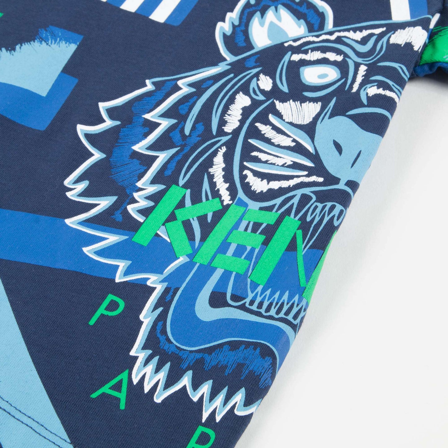 Boys Navy Blue Tiger Printed Cotton T-shirt