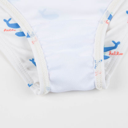 Girls White & Whales Halter Bathing Suit