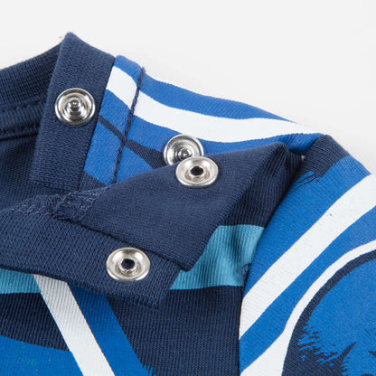 Baby Boys Navy Blue Tiger Printed Cotton T-shirt