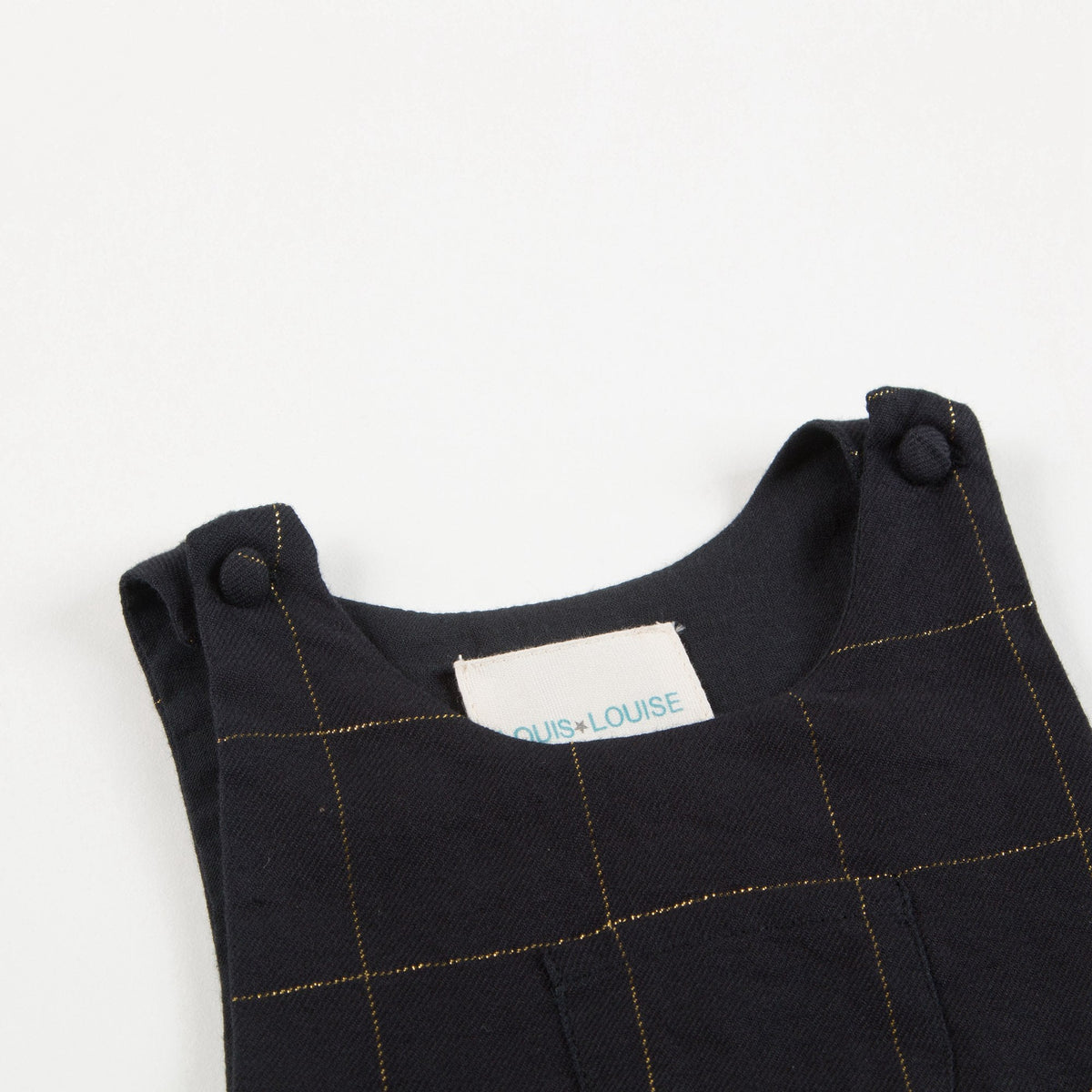 Baby Girls Big Check Gold Black Cotton Dress