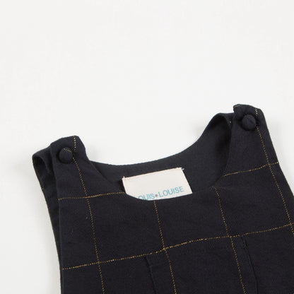 Baby Girls Big Check Gold Black Cotton Dress