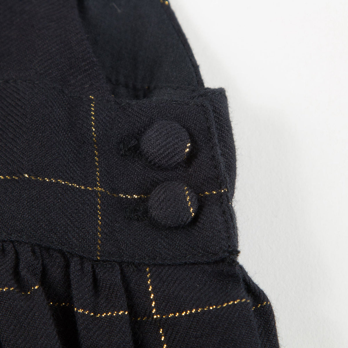 Baby Girls Big Check Gold Black Cotton Dress