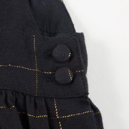 Baby Girls Big Check Gold Black Cotton Dress
