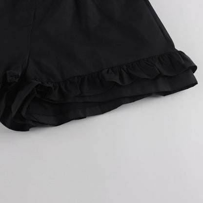 女童黑色棉短裤