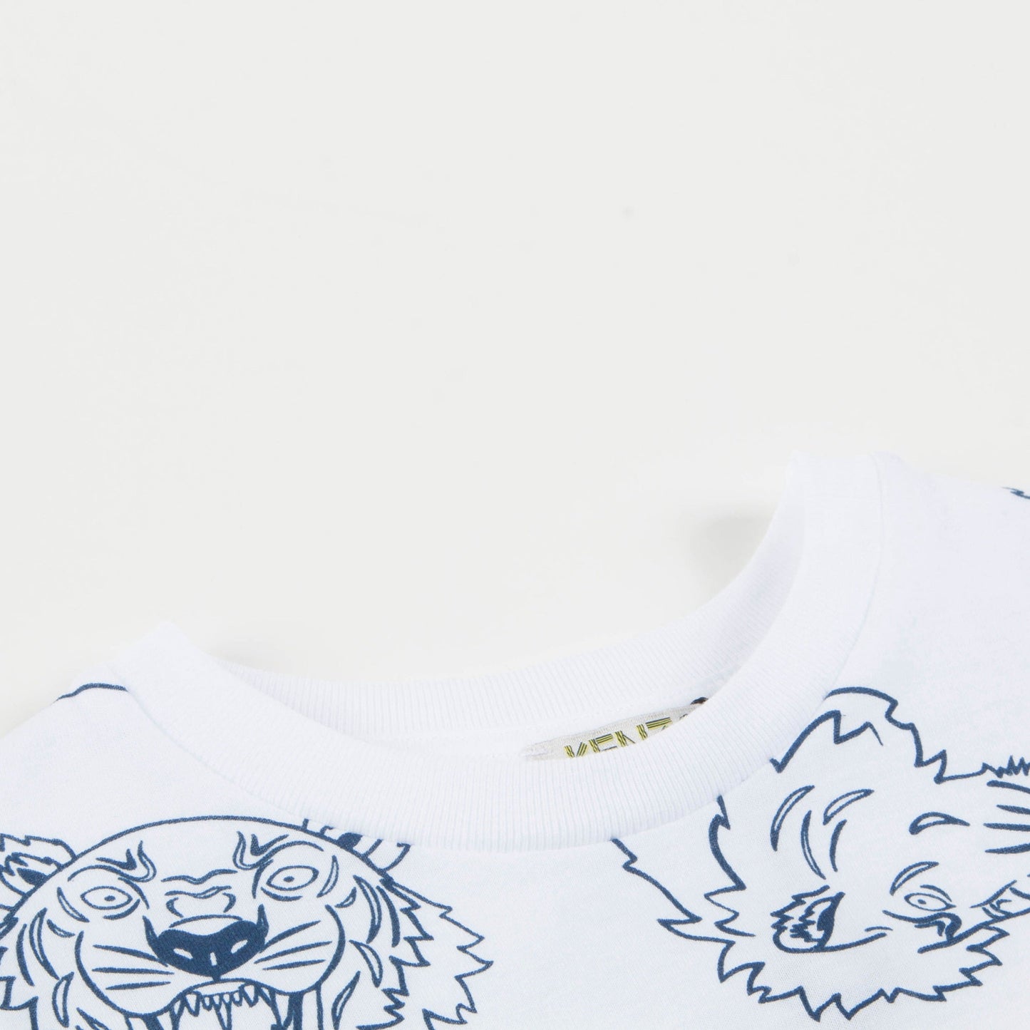 Boys White Tiger Printed Cotton T-shirt