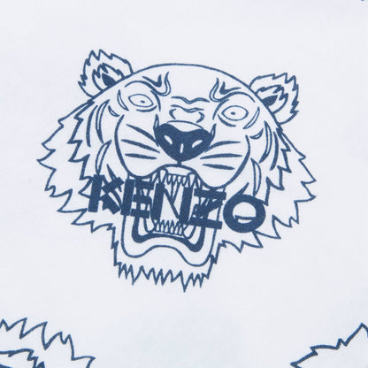 Boys White Tiger Printed Cotton T-shirt