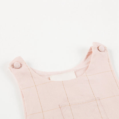 Baby Girls Pink Big check gold lurex  Cotton Dress