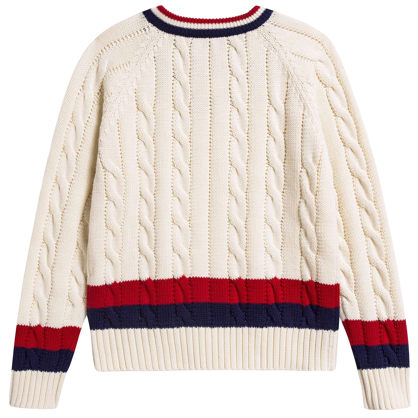Girls White & Red Striped  Sweater