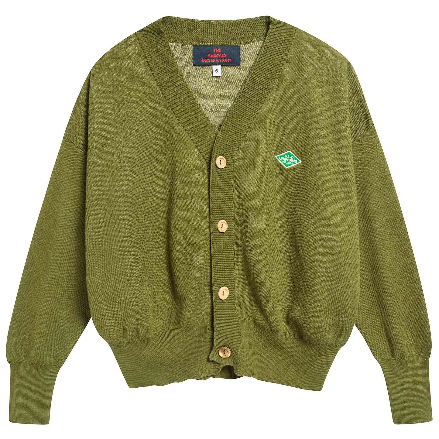Girls Military Green Cotton Cardingan