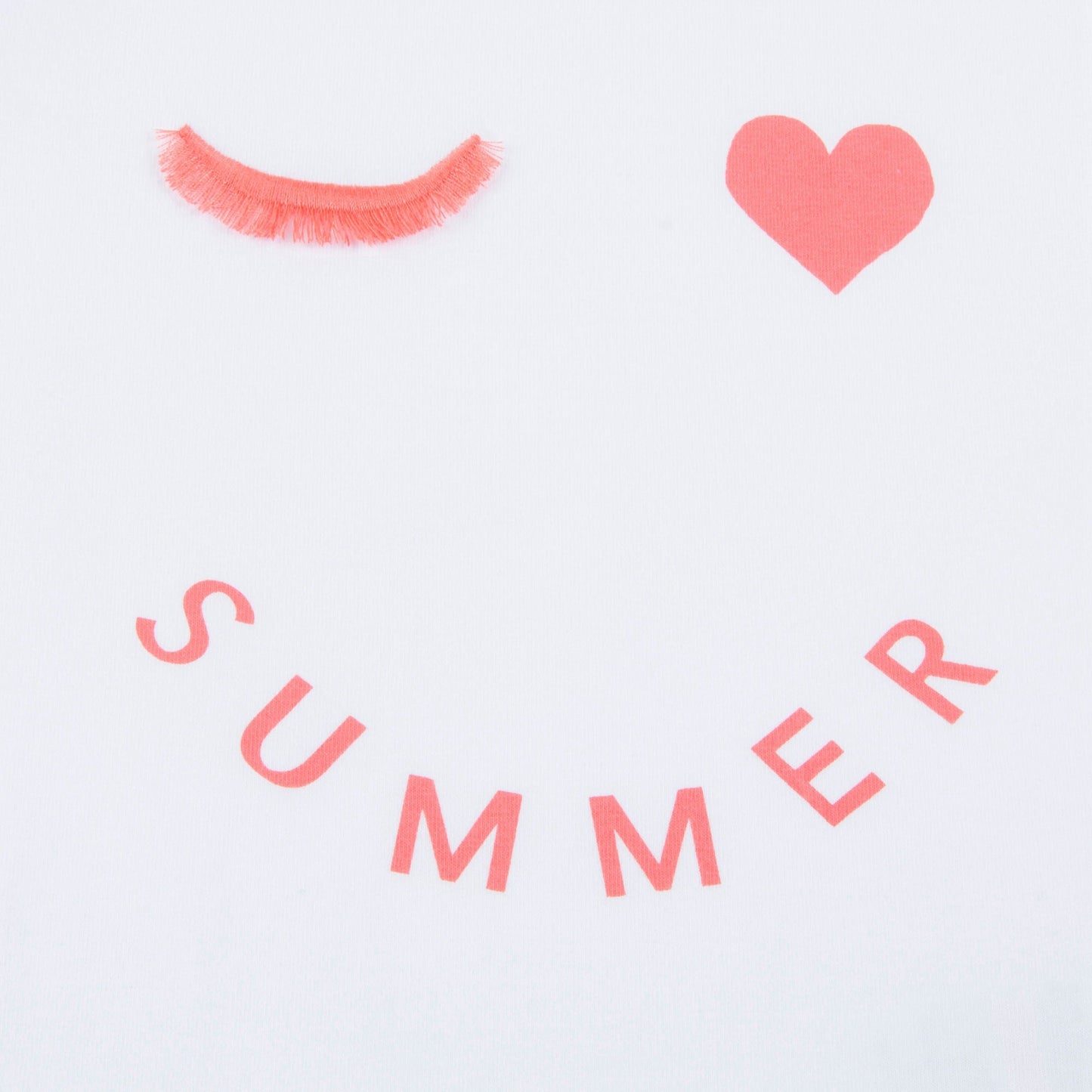 Girls White & Peach Red “Summer” Cotton T-shirt