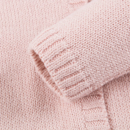 Girls Light Pink & Red Peach Pocket Cardigan