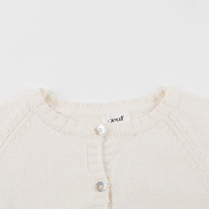 Girls White & Green Cotton Plant Pocket Cardigan