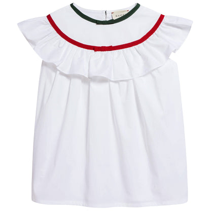 Girls White Ruffle Blouse