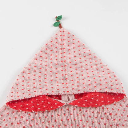 Girls Rose & Red Dots Cotton Peach Hoodie