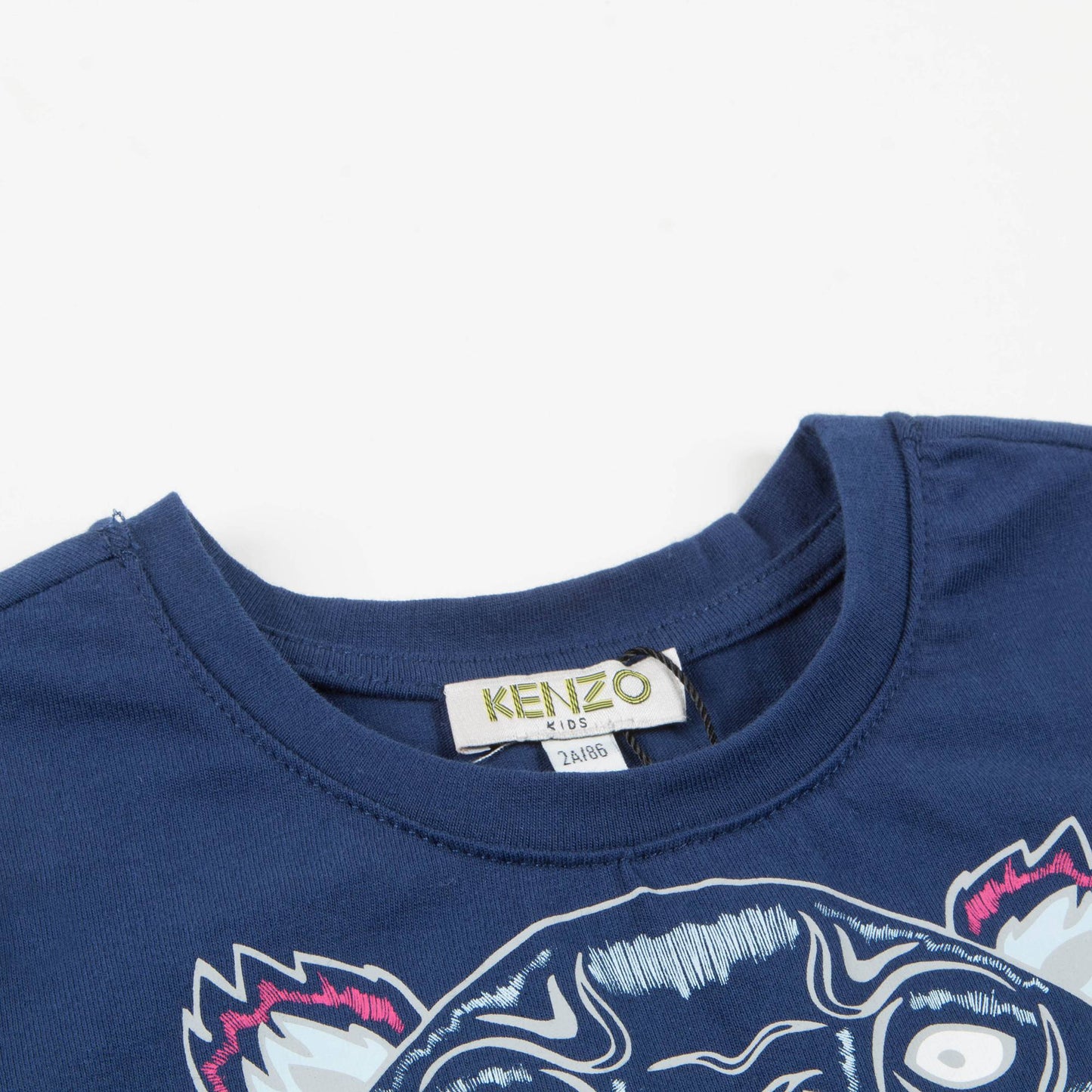 Girls Navy Blue Tiger Printed Cotton Dress