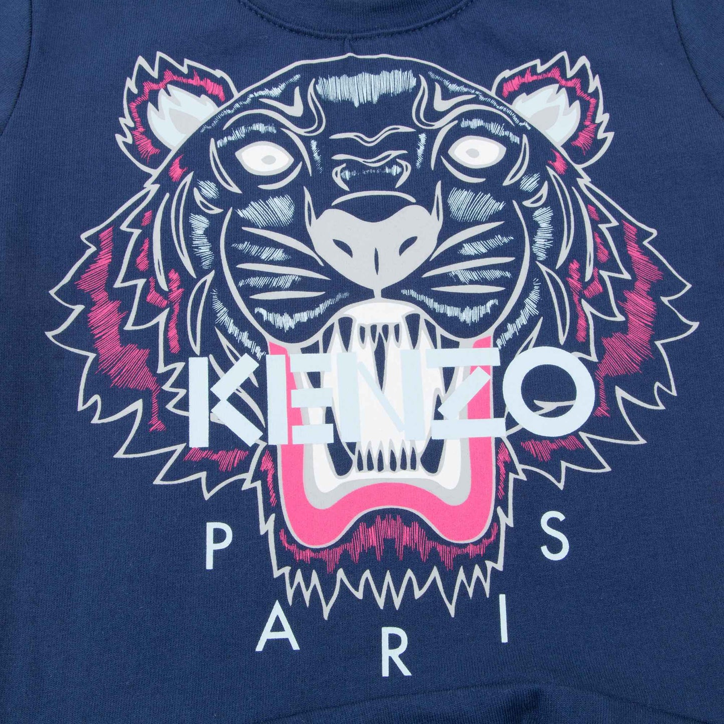 Girls Navy Blue Tiger Printed Cotton Dress