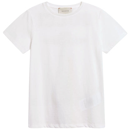 Girls White Cotton T-shirt