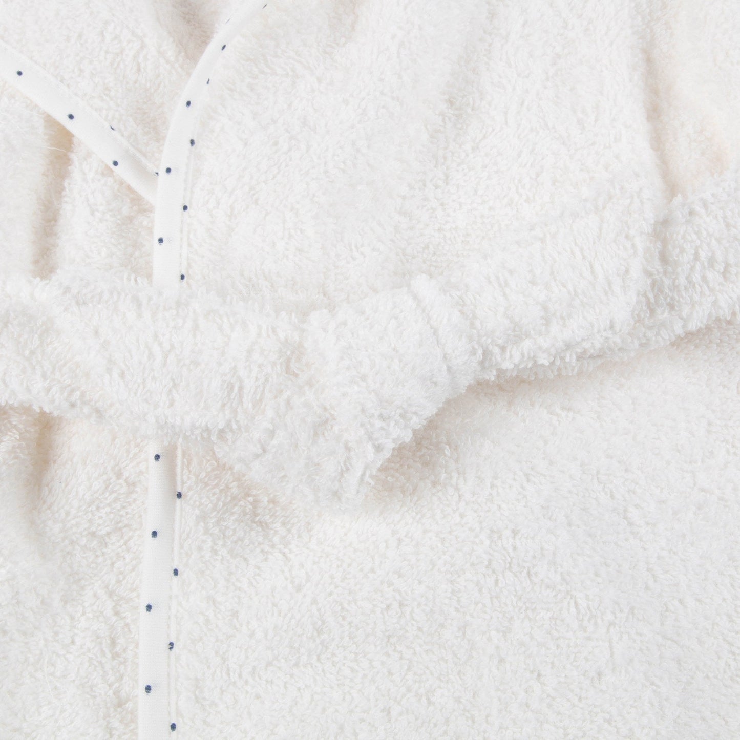 Girls White & Indigo Dots Cotton Hooded Robe