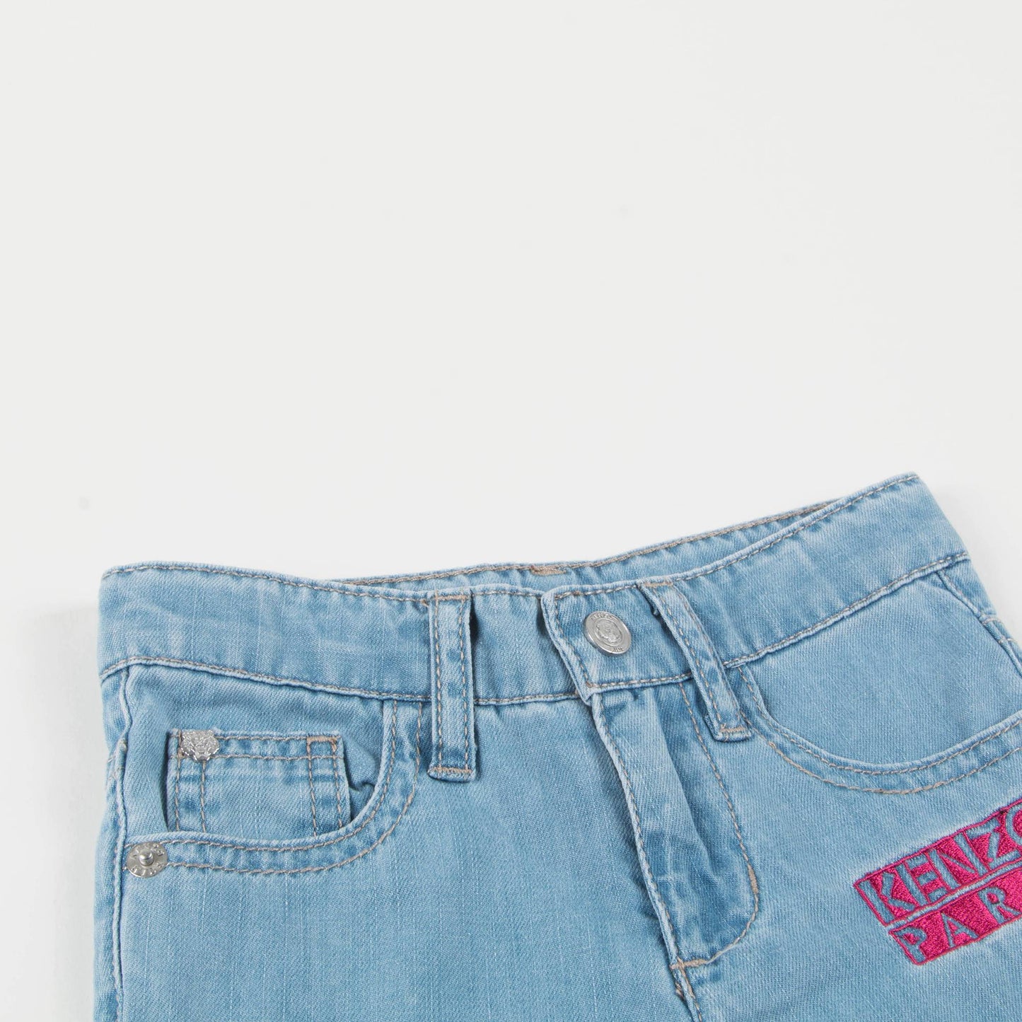 Girls Light Blue Cotton Denim Pantalon