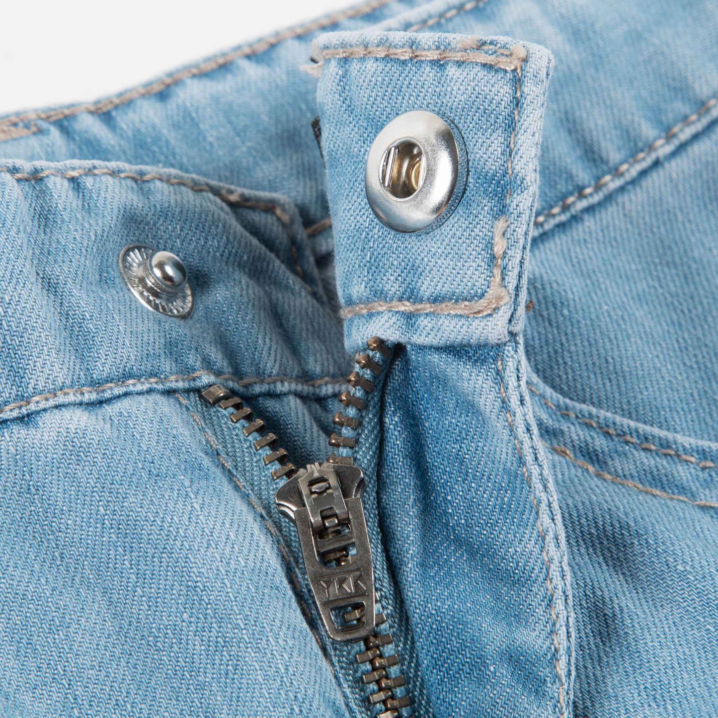 Girls Light Blue Cotton Denim Pantalon