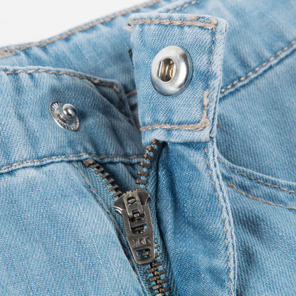 Girls Light Blue Cotton Denim Pantalon